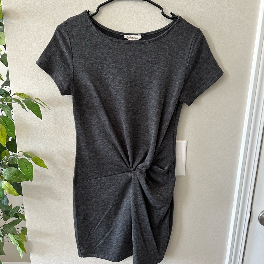 Gray Knot Front Dress